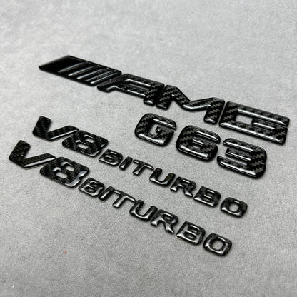 AMG G63 V8 Biturbo full carbon badge emblem for Mercedes G-Wagon W465, premium carbon fiber finish