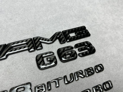 AMG G63 V8 Biturbo full carbon badge emblem for Mercedes G-Wagon W465, premium carbon fiber finish