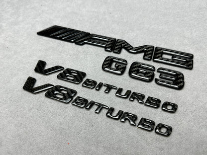 AMG G63 V8 Biturbo full carbon badge emblem for Mercedes G-Wagon W465, premium carbon fiber finish