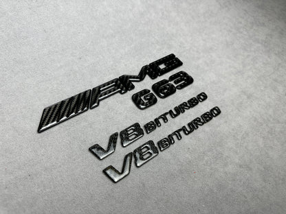 AMG G63 V8 Biturbo full carbon badge emblem for Mercedes G-Wagon W465, premium carbon fiber finish