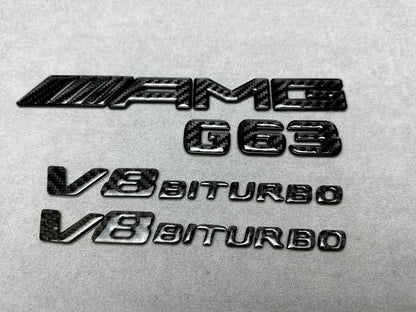 AMG G63 V8 Biturbo full carbon badge emblem for Mercedes G-Wagon W465, premium carbon fiber finish