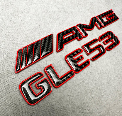 AMG GLE 53 red metal with carbon emblem for Mercedes trunk – premium quality upgrade