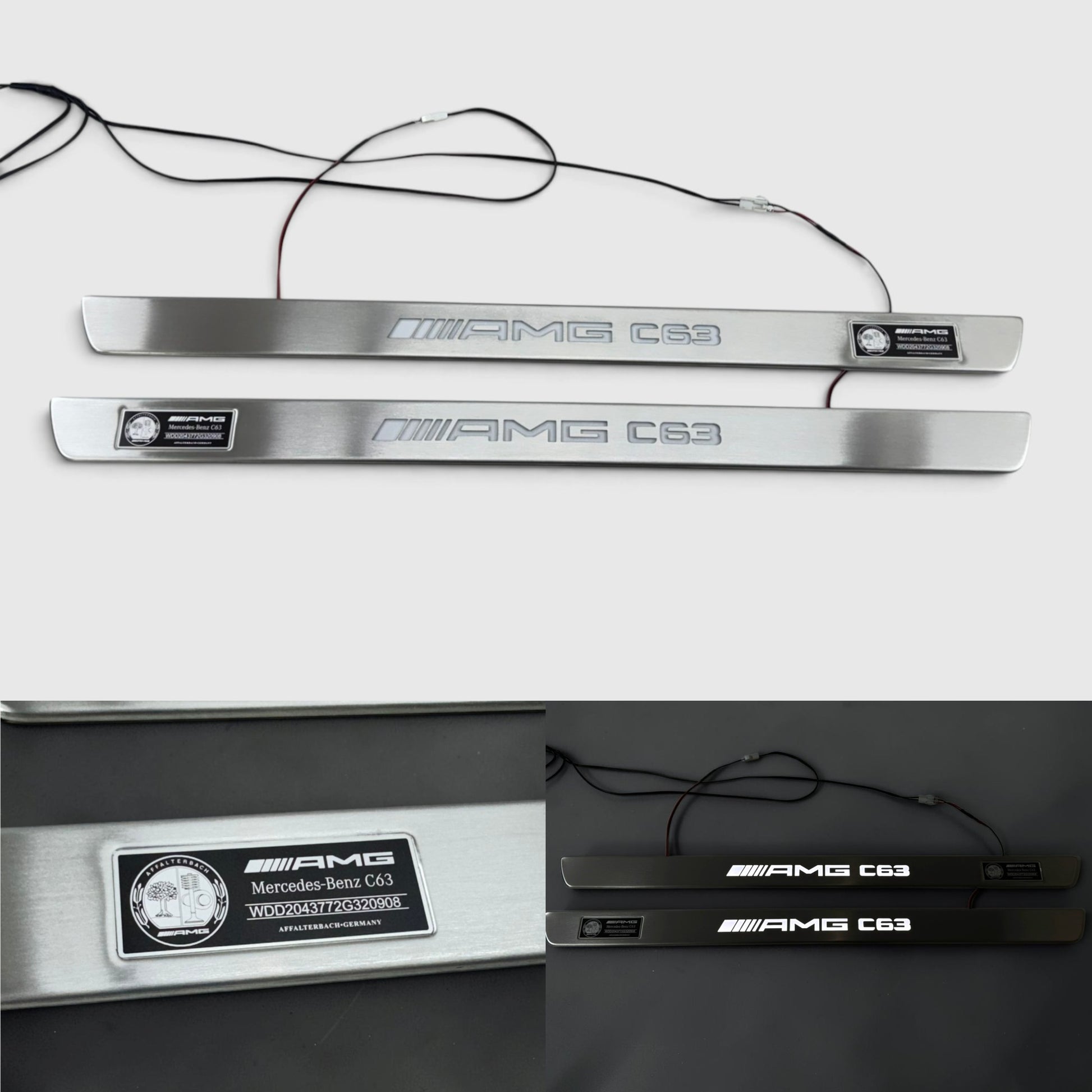 AMG LED White Door Sill Scuff Plates for Mercedes C-Class Coupe C204 C63 (2011–2015)