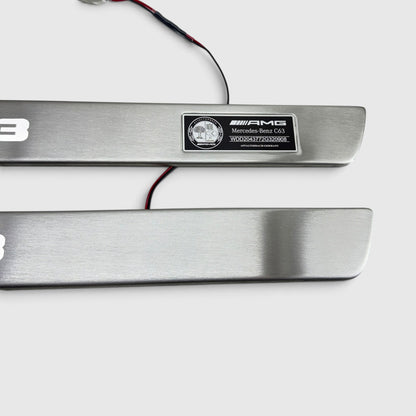 AMG LED White Door Sill Scuff Plates for Mercedes C-Class Coupe C204 C63 (2011–2015)