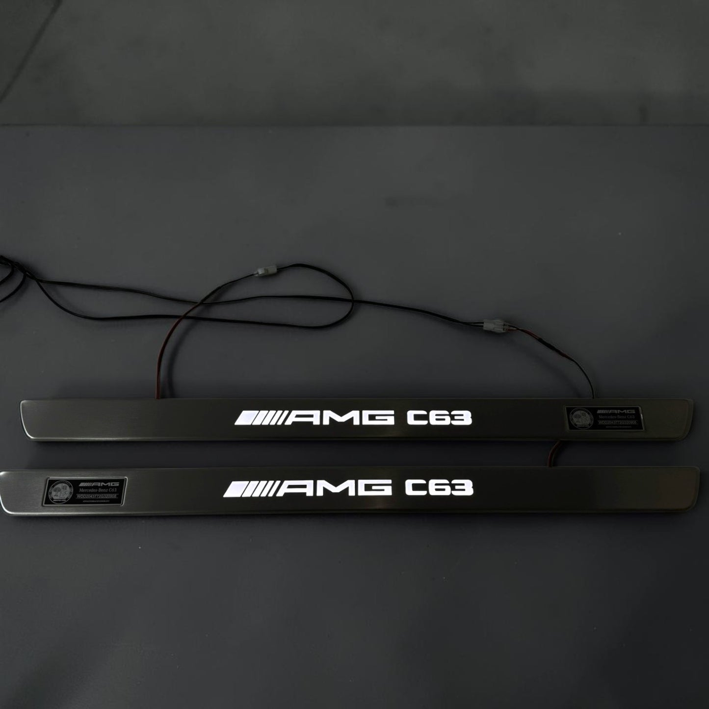 AMG LED White Door Sill Scuff Plates for Mercedes C-Class Coupe C204 C63 (2011–2015)