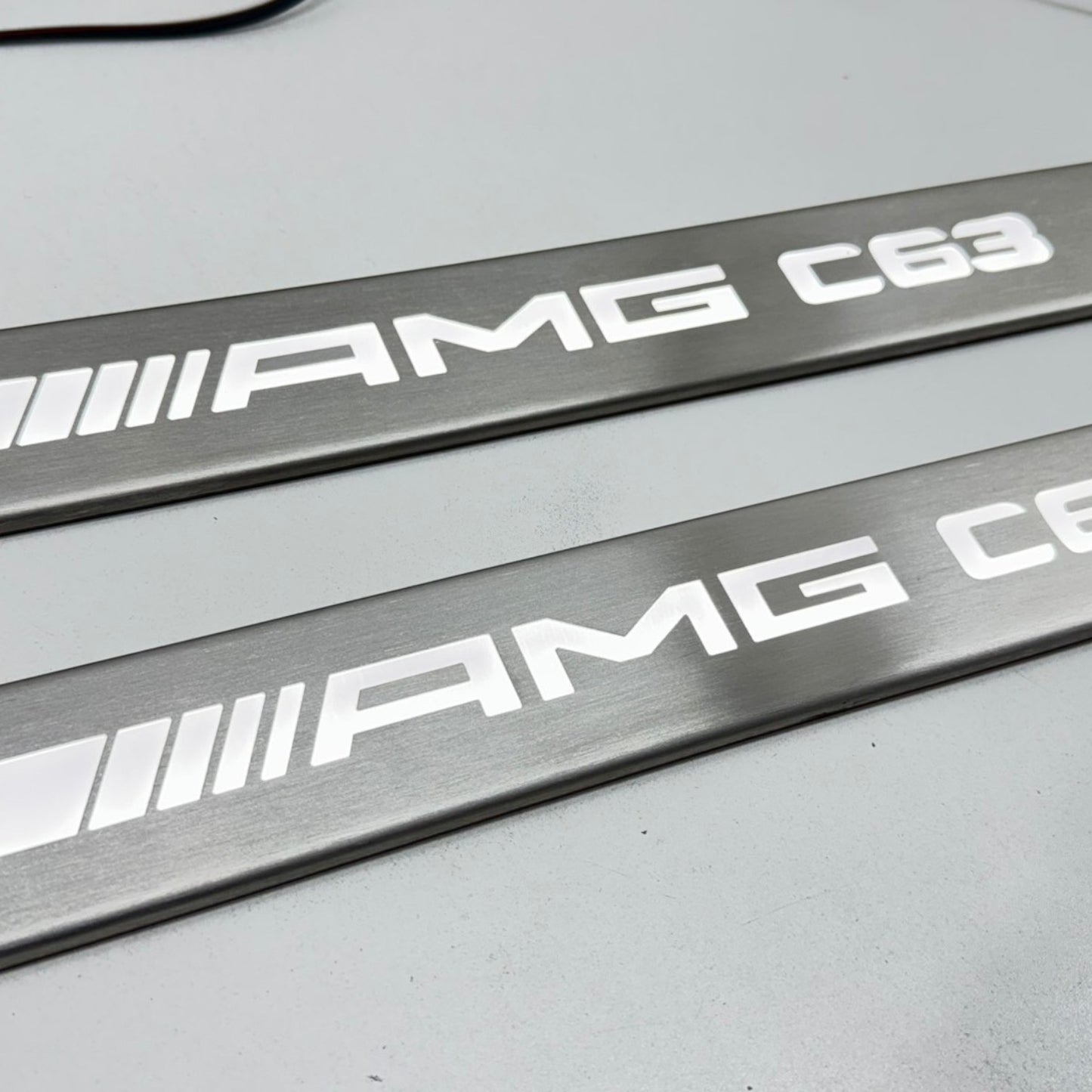 AMG LED White Door Sill Scuff Plates for Mercedes C-Class Coupe C204 C63 (2011–2015)