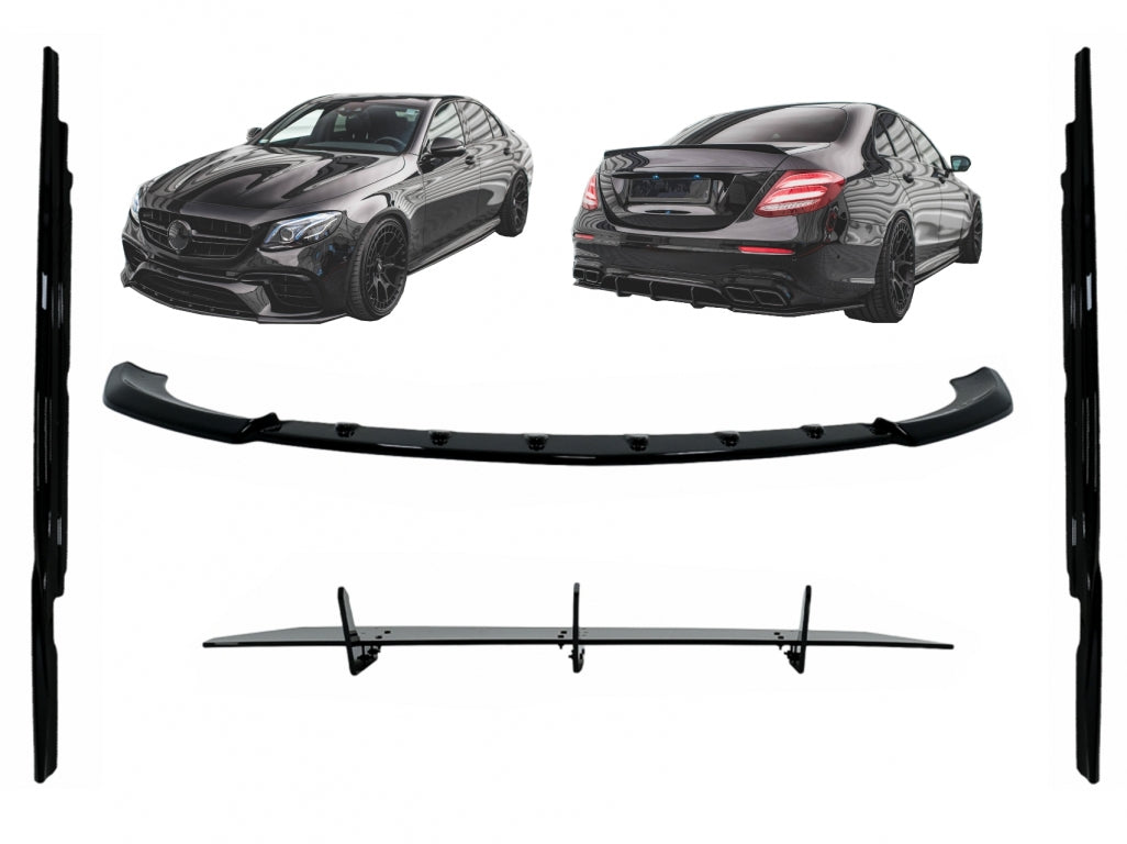 Aero Body Kit Extensions Piano Black for Mercedes E-Class E63 W213 S213 (2016–2019)