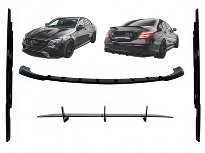 Aero Body Kit Extensions Piano Black for Mercedes E-Class E63 W213 S213 (2016–2019)