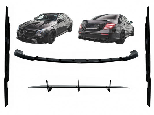 Aero Body Kit Extensions Piano Black for Mercedes E-Class E63 W213 S213 (2016–2019)