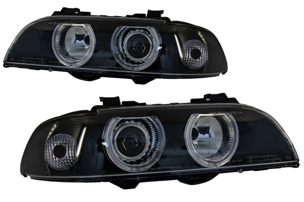 Angel Eyes Headlights Black Grey Edition for BMW 5 Series E39 Sedan Touring (1996–2003)