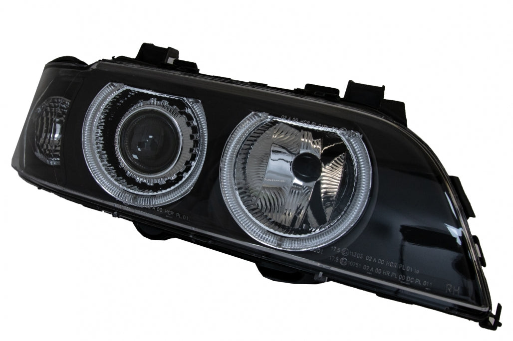 Angel Eyes Headlights Black Grey Edition for BMW 5 Series E39 Sedan Touring (1996–2003)
