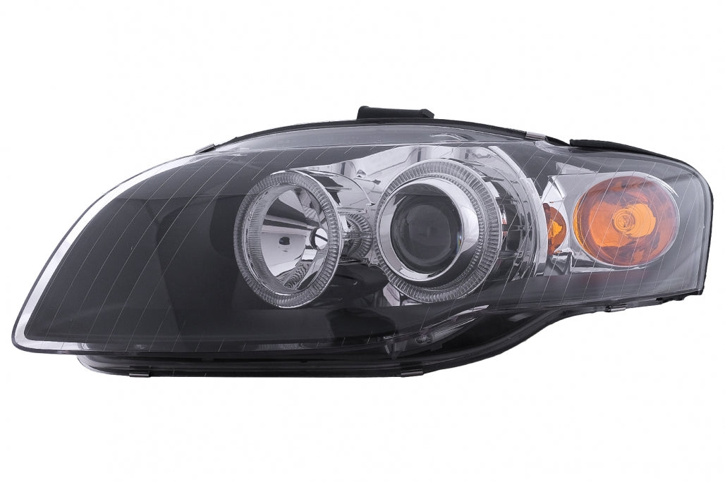 Angel Eyes Headlights Black for Audi A4 B7 Avant / Sedan (2004–2008)