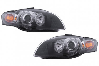 Angel Eyes Headlights Black for Audi A4 B7 Avant / Sedan (2004–2008)
