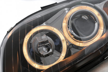 Angel Eyes Headlights Black for Audi A4 B7 Avant / Sedan (2004–2008)