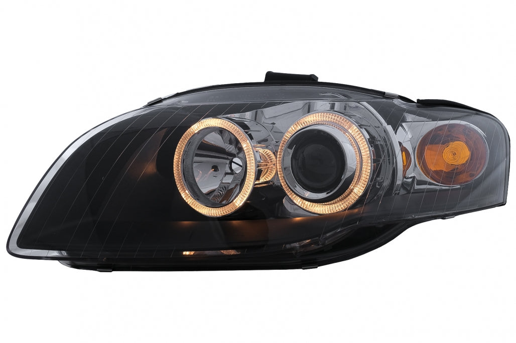 Angel Eyes Headlights Black for Audi A4 B7 Avant / Sedan (2004–2008)