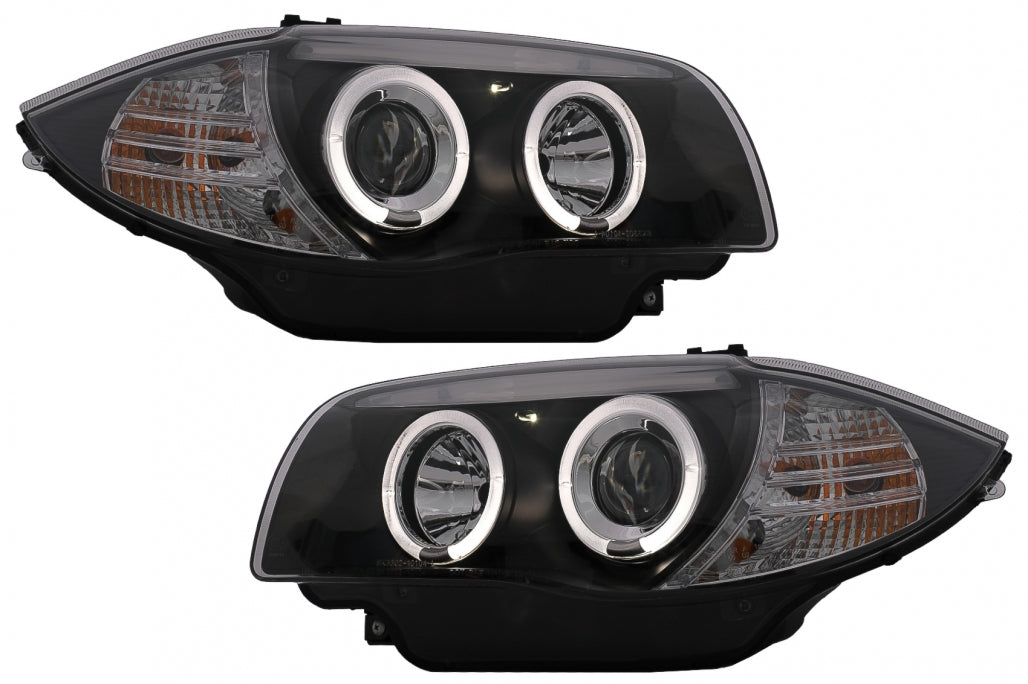 Angel Eyes Headlights Black for BMW 1 Series E81 E82 E87 E88 (2004–2011)