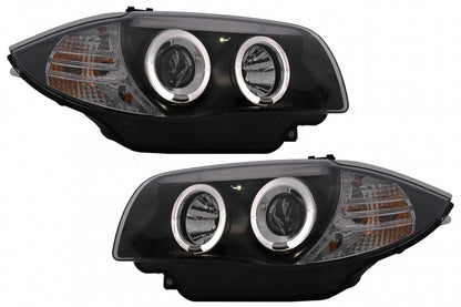 Angel Eyes Headlights Black for BMW 1 Series E81 E82 E87 E88 (2004–2011)