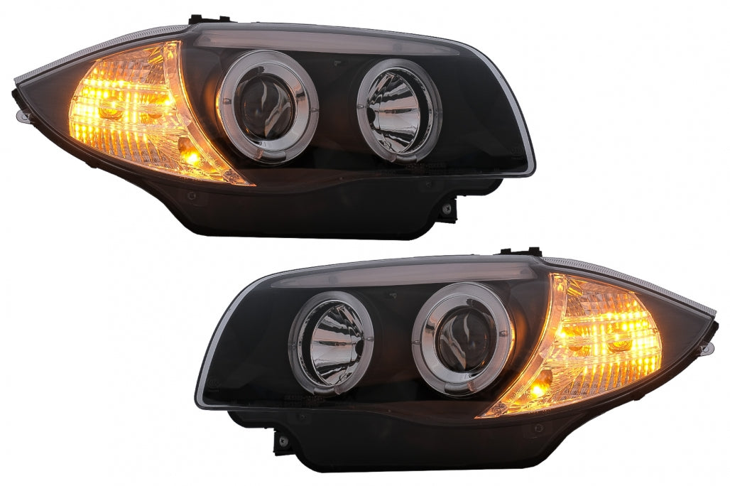 Angel Eyes Headlights Black for BMW 1 Series E81 E82 E87 E88 (2004–2011)