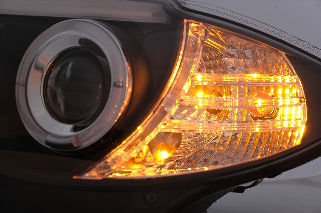 Angel Eyes Headlights Black for BMW 1 Series E81 E82 E87 E88 (2004–2011)