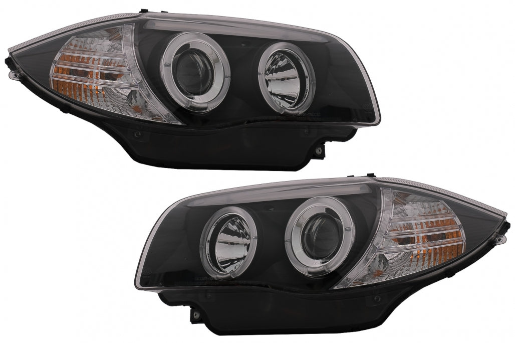 Angel Eyes Headlights Black for BMW 1 Series E81 E82 E87 E88 (2004–2011)
