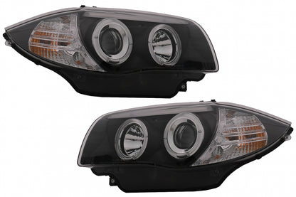 Angel Eyes Headlights Black for BMW 1 Series E81 E82 E87 E88 (2004–2011)