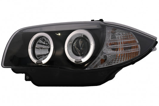 Angel Eyes Headlights Black for BMW 1 Series E81 E82 E87 E88 (2004–2011)