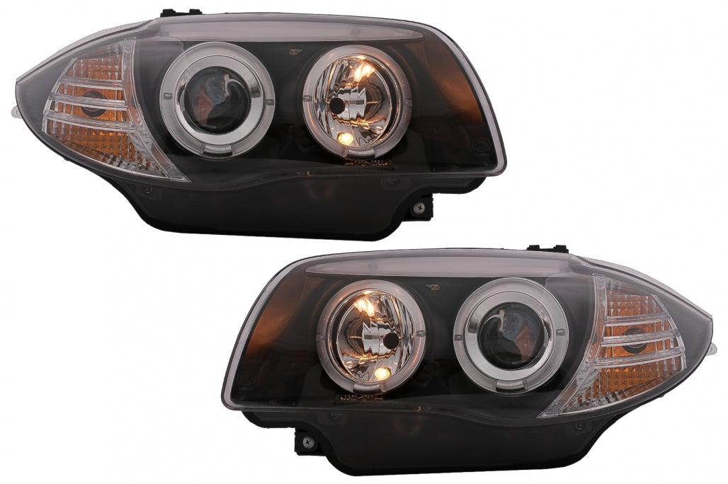Angel Eyes Headlights Black for BMW 1 Series E81 E82 E87 E88 (2004–2011)