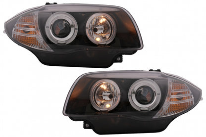 Angel Eyes Headlights Black for BMW 1 Series E81 E82 E87 E88 (2004–2011)