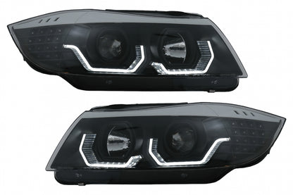 Angel Eyes Headlights Black for BMW 3 Series E90 E91 LHD (2005–2008)