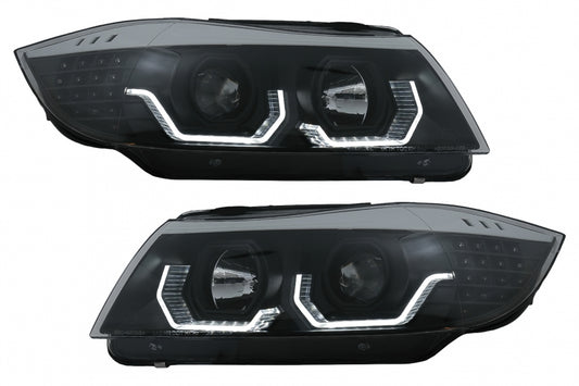 Angel Eyes Headlights Black for BMW 3 Series E90 E91 LHD (2005–2008)