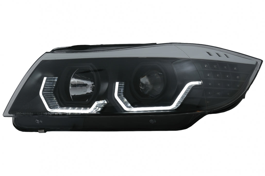 Angel Eyes Headlights Black for BMW 3 Series E90 E91 LHD (2005–2008)