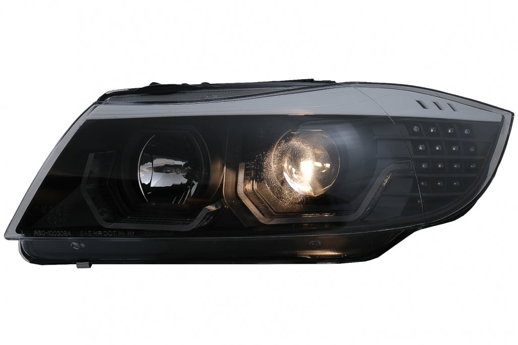 Angel Eyes Headlights Black for BMW 3 Series E90 E91 LHD (2005–2008)