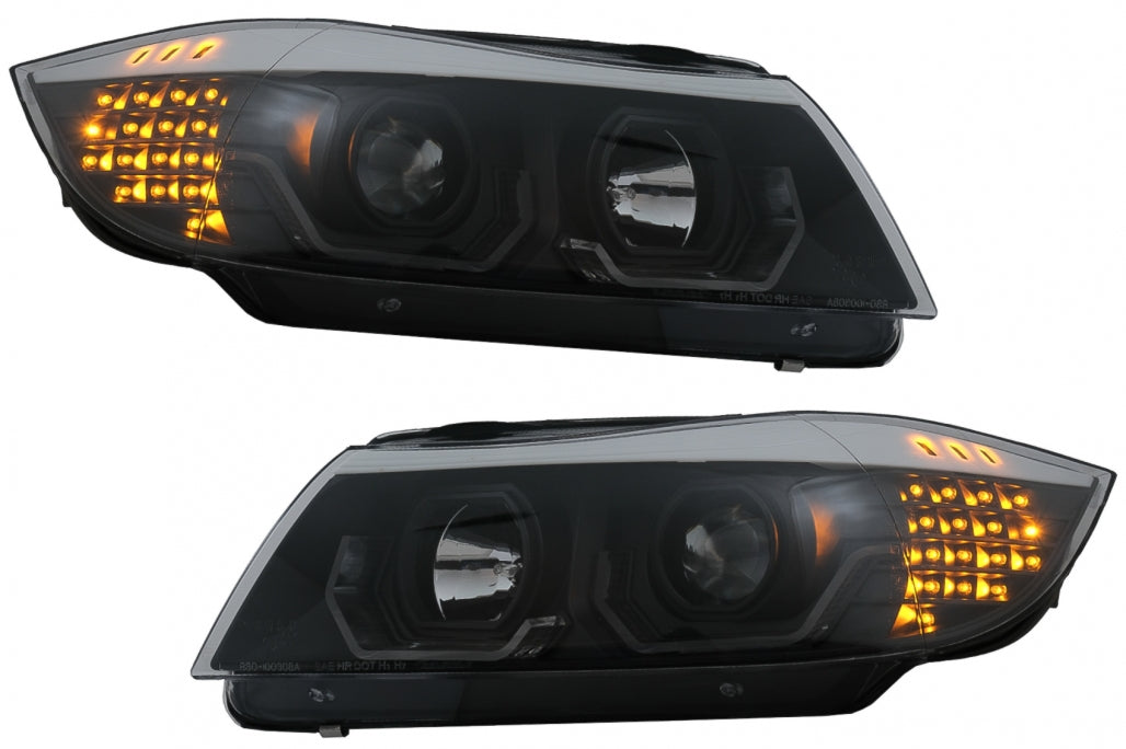 Angel Eyes Headlights Black for BMW 3 Series E90 E91 LHD (2005–2008)