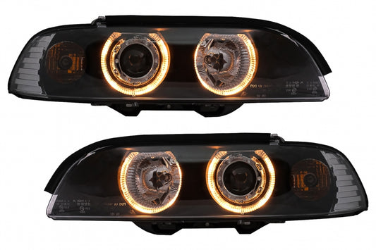 Angel Eyes Headlights Black for BMW 5 Series E39 (1995-2000)