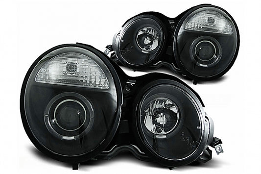 Angel Eyes Headlights Black for Mercedes E-Class W210 S210 (1995–05.1999)