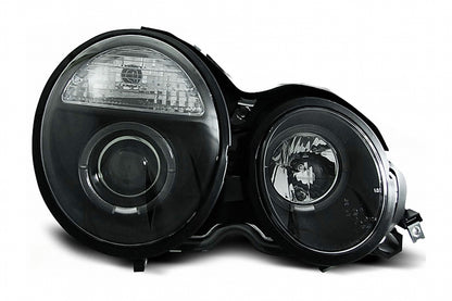 Angel Eyes Headlights Black for Mercedes E-Class W210 S210 (1995–05.1999)