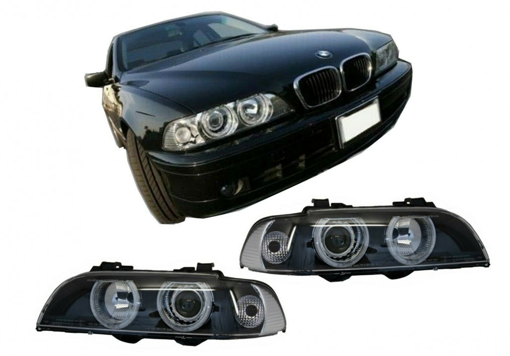 Angel Eyes Headlights Facelift Design Black Chrome Edition for BMW 5 Series E39 (1996–2003)