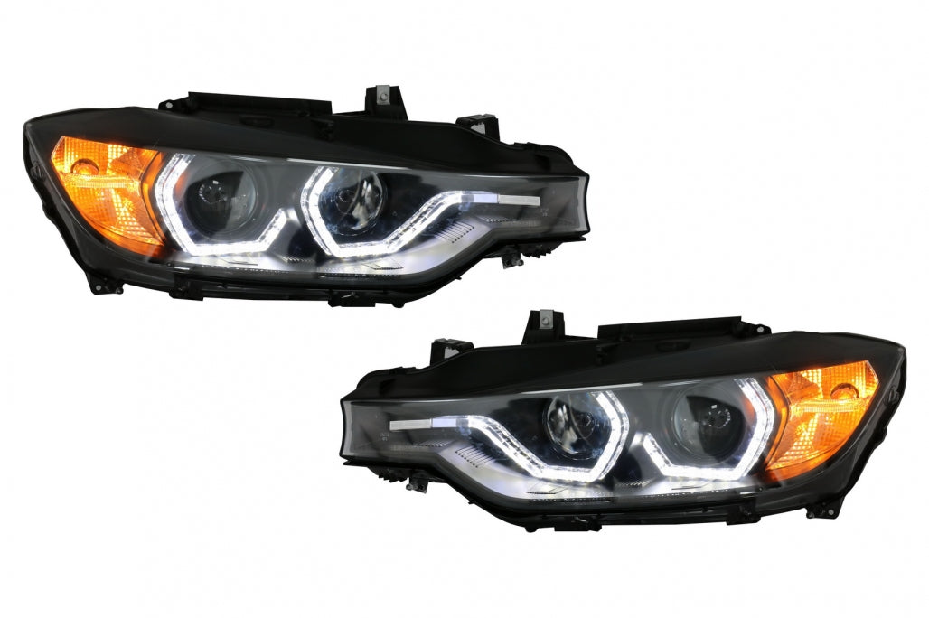 Angel Eyes Headlights LED DRL Black for BMW 3 Series F30 F31 LHD (2011–2015)