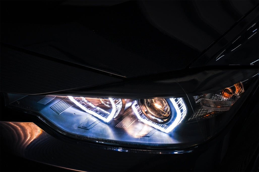 Angel Eyes Headlights LED DRL Black for BMW 3 Series F30 F31 LHD (2011–2015)