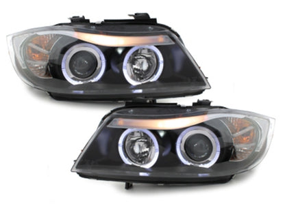 Angel Eyes Headlights for BMW 3 Series E90 E91 (2005–2008) Black