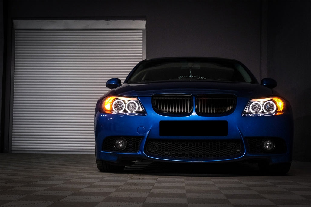 Angel Eyes Headlights for BMW 3 Series E90 E91 (2005–2008) Black