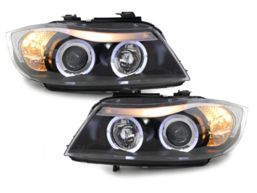 Angel Eyes Headlights for BMW 3 Series E90 E91 (2005–2008) Black