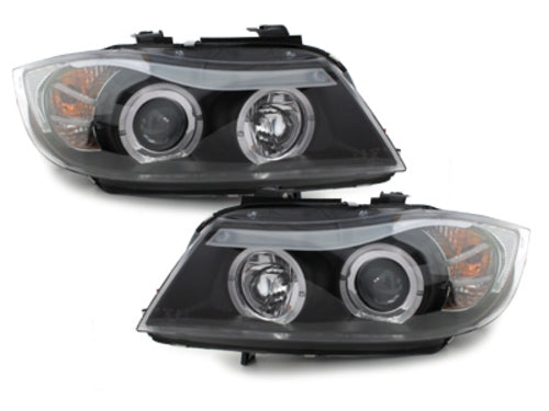 Angel Eyes Headlights for BMW 3 Series E90 E91 (2005–2008) Black