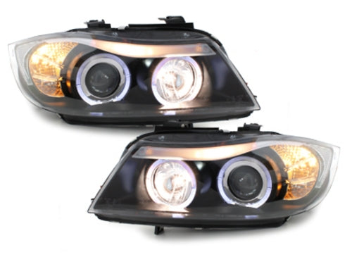 Angel Eyes Headlights for BMW 3 Series E90 E91 (2005–2008) Black