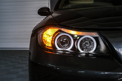 Angel Eyes Headlights for BMW 3 Series E90 E91 (2005–2008) Black