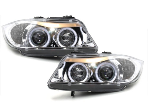 Angel Eyes Headlights for BMW 3 Series E90 E91 (2005–2008) Chrome