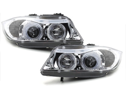 Angel Eyes Headlights for BMW 3 Series E90 E91 (2005–2008) Chrome