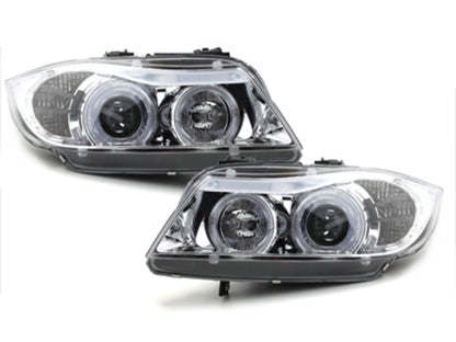 Angel Eyes Headlights for BMW 3 Series E90 E91 (2005–2008) Chrome