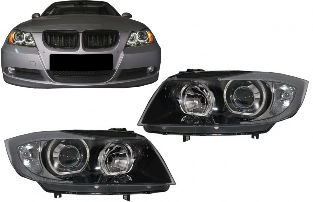 Angel Eyes Headlights for BMW 3 Series E90 E91 (2005–2011) Black