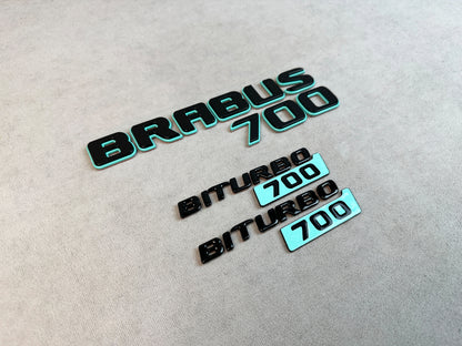 Complete Brabus 700 emblem badge set on display